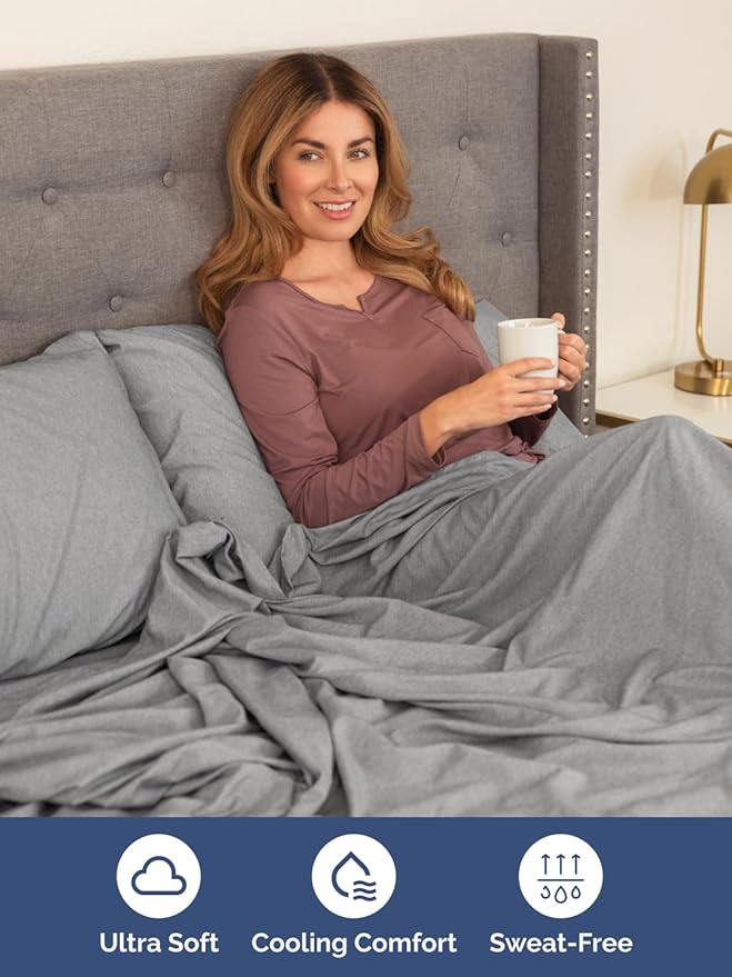 Extra Deep Full Sheet Set - 6 Piece Breathable and Cooling Sheets - Hotel Luxury Bed Sheets Set - Easy Fit - Soft, Wrinkle Free and Comfy Sheets Set - Heathered Grey Sheet Set with Extra Deep Pockets