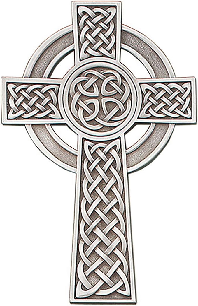 Christian Brands Crucifixes - Pewter Knotted Celtic Hanging Wall Cross, 8" H, Antiqued Finish