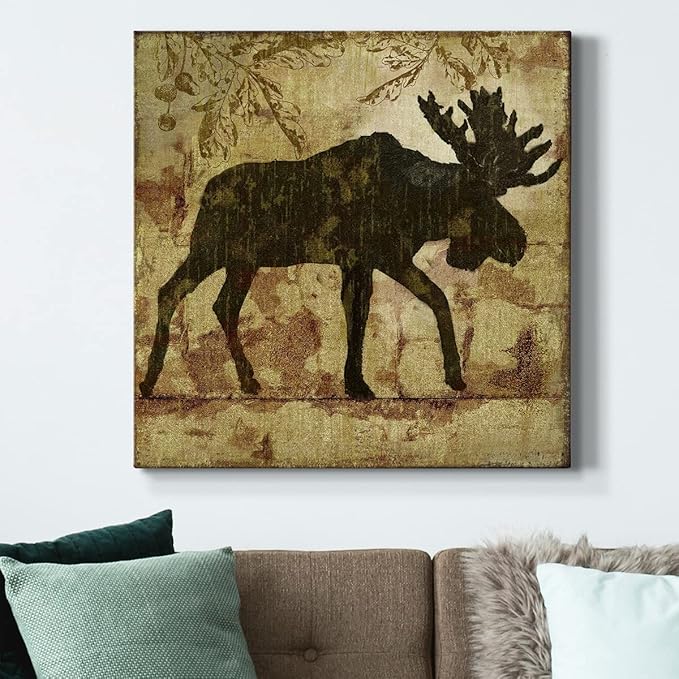 Abstract Wall Art Animals Poster for Bedroom and Living room,Country Moose Wall Art, Ready to Hang, 24'' x 24''