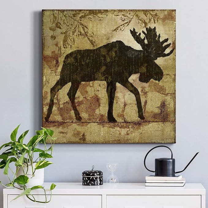Abstract Wall Art Animals Poster for Bedroom and Living room,Country Moose Wall Art, Ready to Hang, 24'' x 24''