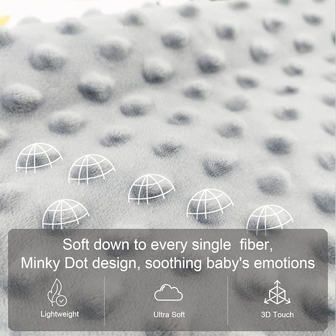 Baby Blanket for Boys Girls (Fox Printed, 30"x40") with Double Layer Dotted Backing Soft Plush Minky Blanket for Toddlers Newborn