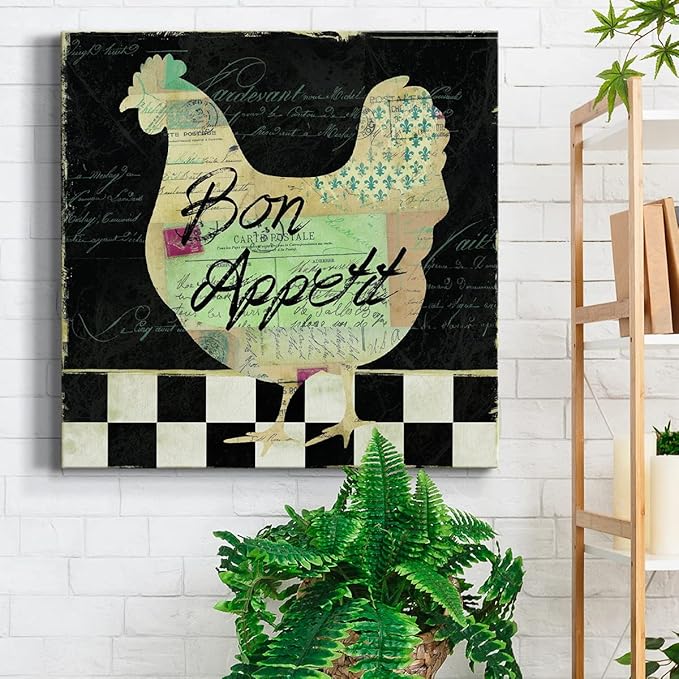 Abstract Wall Art Animals Poster for Bedroom and Living Room,French Hen Wall Art, Ready to Hang, 24'' x 24''