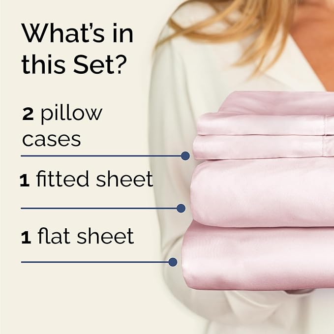 CGK Linens Twin 4 Piece Sheet Set - Cooling Sheets for Hot Sleepers - Hotel Luxury Bedding Set with 8-16 Inch Deep Pockets - 1 Flat & 1 Fitted & 2 Pillowcases - Soft and Wrinkle Free - Lavender Pink