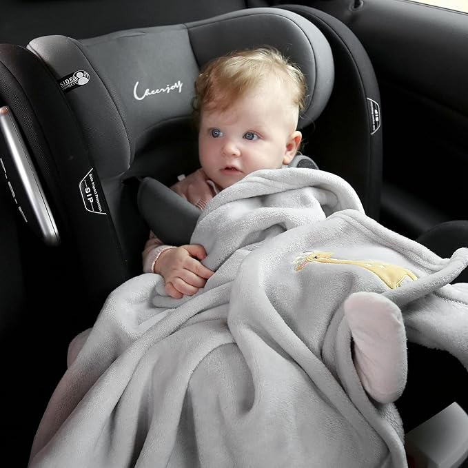 DaysU Plush Flannel Baby Blanket Super-soft Lightweight, Embroidered Fleece Baby Blanket for Girls, Portable Bed Throws for Baby Crib and Toddler Bed, Pink Alpaca, 30”x40”