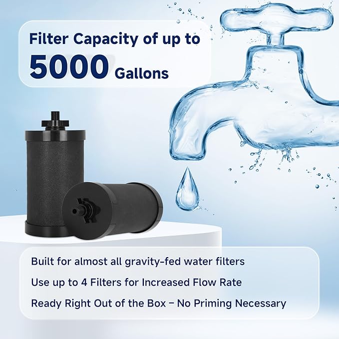 2387 Pro Black Filter, NSF/ANSI 42 Certified for Alexapure 2387 Pro Filter Replacement, 5,000 Gallon Throughput Capacity Compatible with Alexapure Water Filtration System - 2 Pack Black