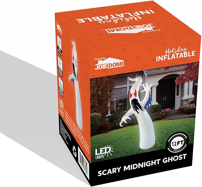 Joiedomi 12 FT Tall Halloween Inflatables Outdoor Decorations, Inflatable Ghost Halloween Decor Outdoor, Ghost Blow Ups for Yard with Blue Ice LEDs for Outside Decorations