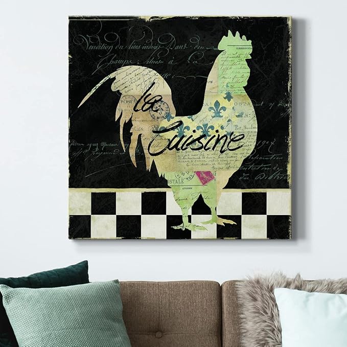 Abstract Wall Art Animals Poster for Bedroom and Living Room,French Rooster Wall Art, Ready to Hang, 24'' x 24''