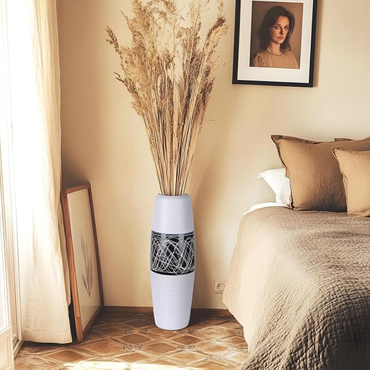 XMGZQ 20" Tall Ceramic Rustic Farmhouse Vase,Large Vintage Flower Vase for Home Decor,Tall Floor Boho vase for Living Room,Table,Mantel,Shelf and Centerpieces Decor and Housewarming (I)