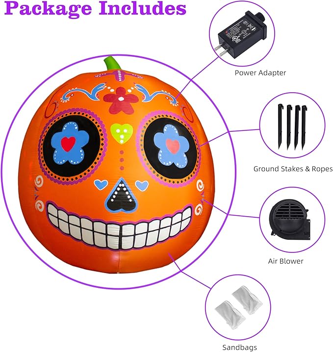 8 FT Halloween Inflatable Pumpkin Decoration Halloween Blow up Giant Pumpkin Inflatables with LED Lights Day of Indoor Outdoor Yard Garden Lawn Holiday Decor