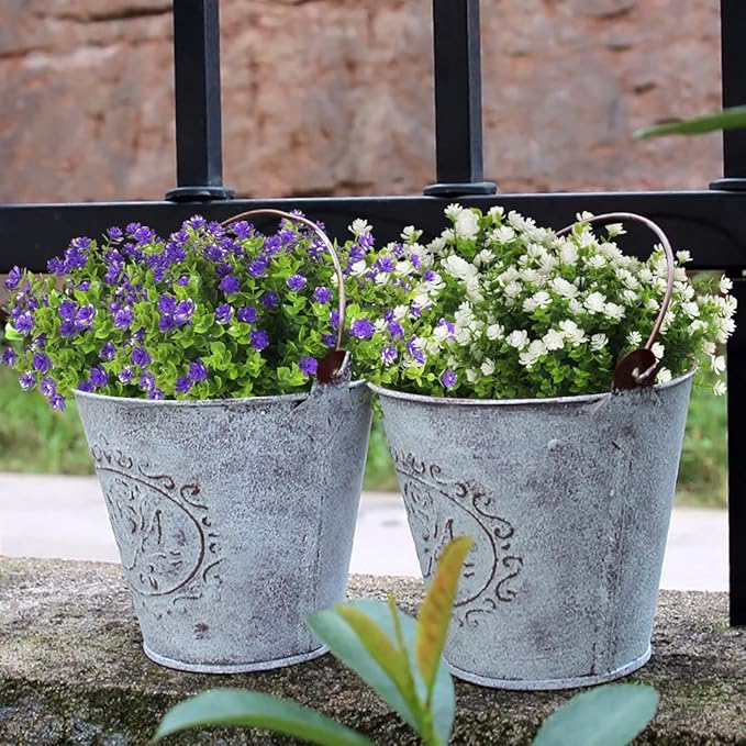12 Bundles Artificial Flowers Faux Outdoor Plastic Plants UV Resistant Shrubs,Artificial Plants Outdoor Decorations for Patio Outdoor Fake Plants Spring Decorations for Home Front Porch Decor(Purple)