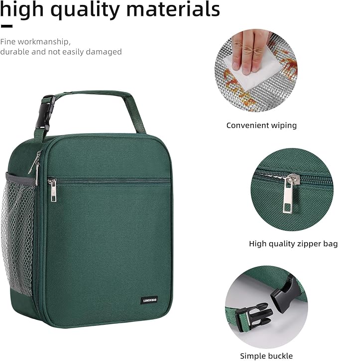 Lunch box Lunch bag for men women Insulated Lunchbox Lunch bags for Work Picnic Travel(Deep green)