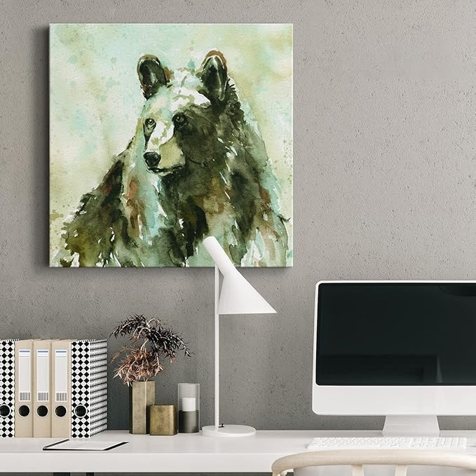 Cute Animals Artwork Abstract Colorful Painting Wall Art on Canvas, After A Long Winter Wall Art, Ready to Hang, 10'' x 10''