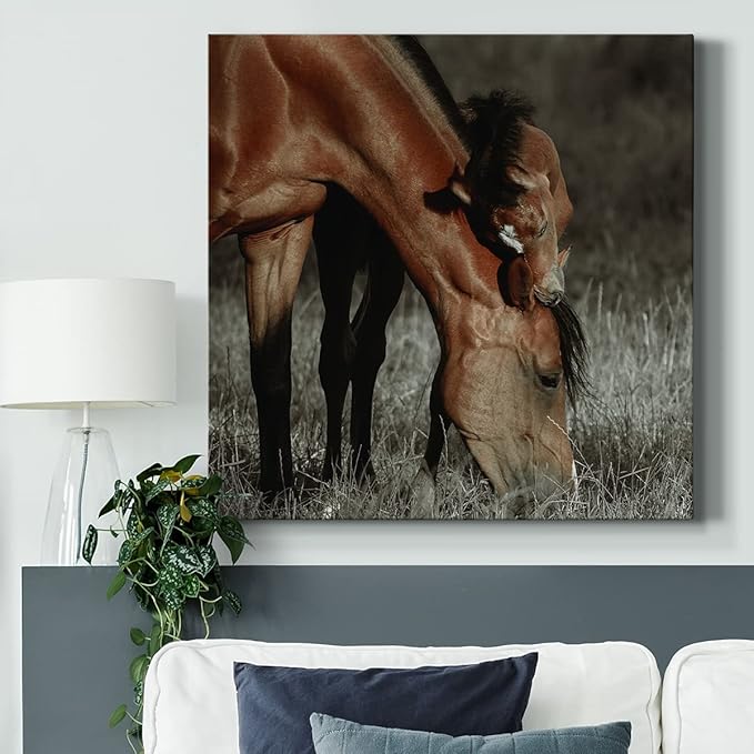 Colorful Animals Painting Wall Art on Canvas Modern Abstract Artwork, Unbroken Bond Wall Art, Ready to Hang, 40'' x 40''