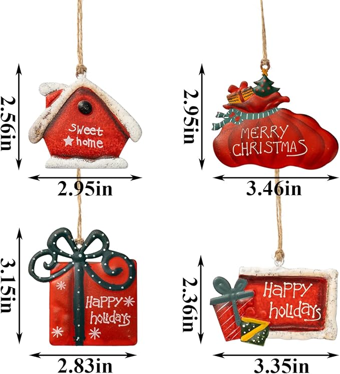 Christmas Tree Ornaments Tin Santa Snowman Decorations Hanging Pendants Ornaments Christmas Hanging Ornament Xmas Holiday DΓ©cor