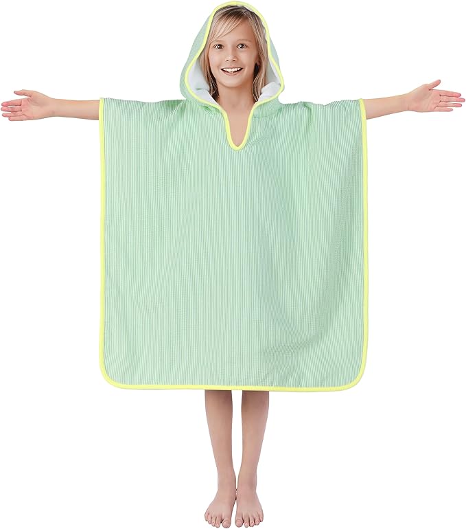 Hooded Towels for Kids,Toddler Bath Towel Swim Cover Up for Ages 3-10 Girls Boys Pool Towels Soft Thick 30"x30" Microfiber Poncho Towel(Green)