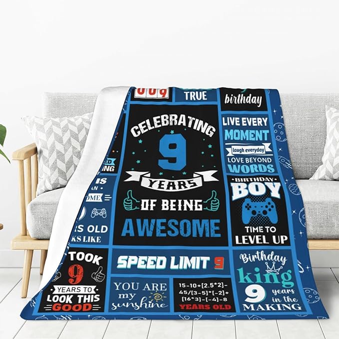 9 Year Old Boy Gifts Birthday Gifts for 9 Year Old Boys, Kids Blanket 60 x 80 Inches Warm Flannel Throw Blankets for Boys 9 Year Old Boy Birthday Gifts Ideas