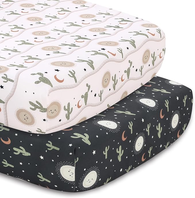 The Peanutshell 5 Piece Baby Crib Bedding Set for Boys & Girls - Newborn, Infant & Toddler Nursery Bed Set Decor with Fitted Crib Sheets, Blanket, Dust Ruffle Comforter - Joshua Tree