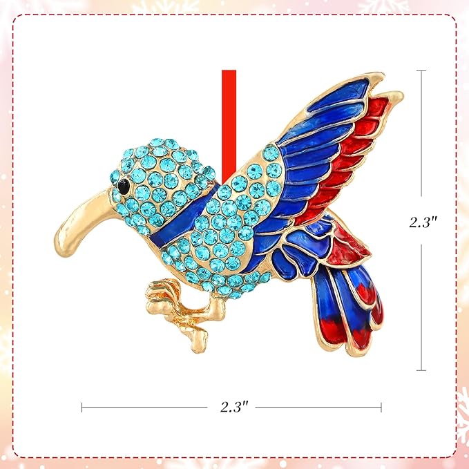 PETCEE Hummingbird Gifts for Women - Blue and Red Metal Bird Christmas Ornaments 2025 Hummingbird Keepsake Ornament for Friend Mother Wife Co Worker Daughter