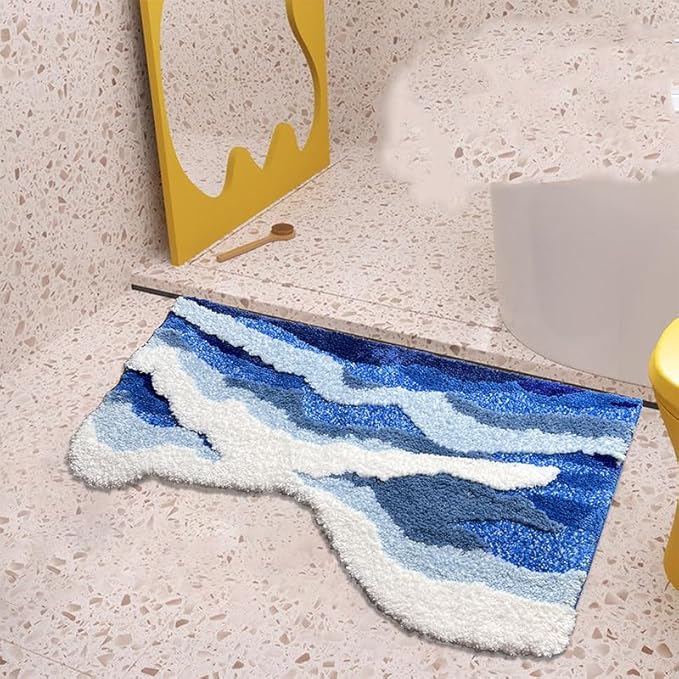 Wave Shape Furry Bedroom Rug, Fluffy Area Rug, Girls, Boys, Children's Room Nursery Floor Rug Home Decor,Bathroom Rug (27.6 x 63 in)