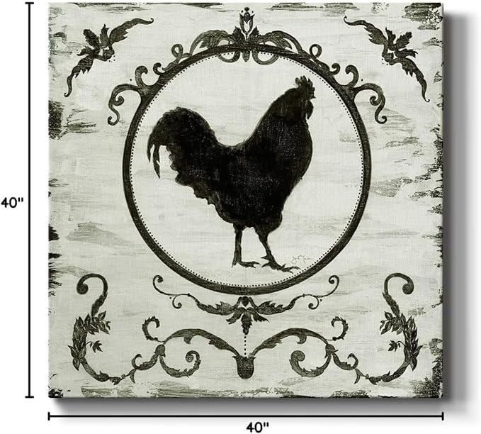 Colorful Animals Painting Wall Art on Canvas Modern Abstract Artwork, Berkshire Rooster Wall Art, Ready to Hang, 40'' x 40''