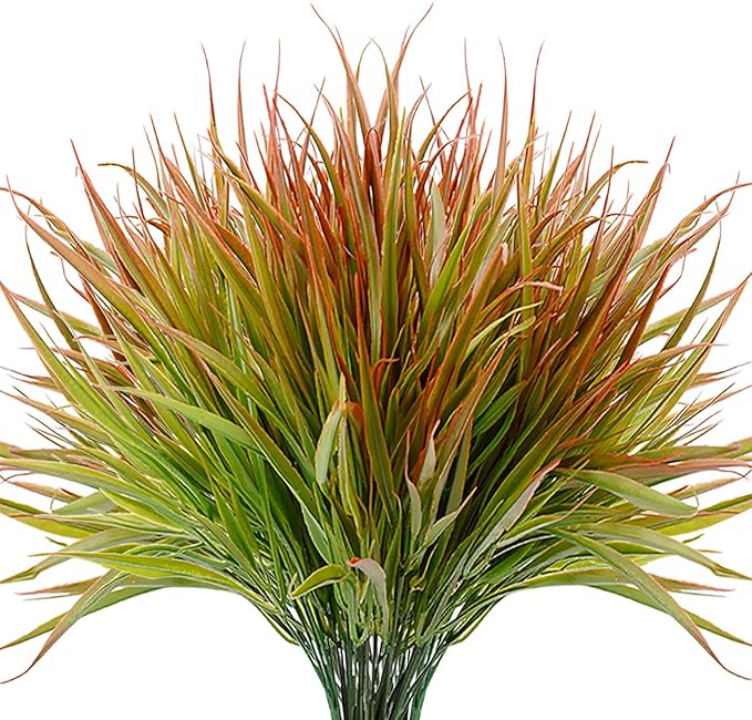 SzJias Outdoor Artificial Plants Fake Grass UV Resistant Greenery Plant Plastic Plants for Home Garden Decorating (12 Pcs)
