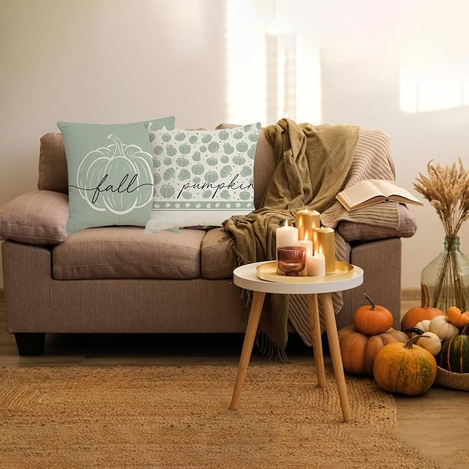 Fall Decor - Fall Pillow Covers 18x18 Set of 4, Thanksgiving Decorations Autumn Cushion Case for Couch
