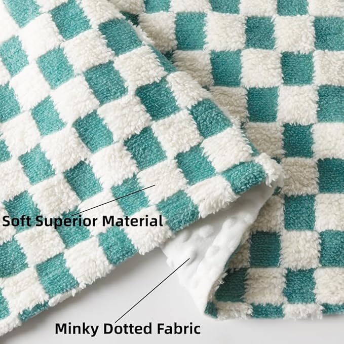 Soft Checkered Baby Blankets for Unisex Girls or Boys Breathable Gender Neutral Nursery Double Layer Blankets with Dotted Backing for Newborn Toddlers (30” X 40”)