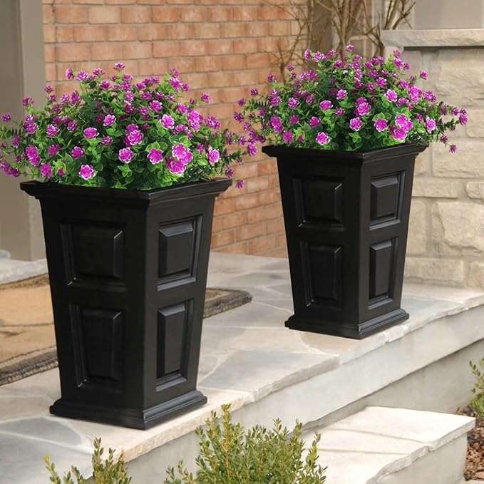RECUTMS Artificial Flowers Outdoor UV Resistant Fake Plants Indoor Outside Hanging Planter, 12 Bundles Outdoor Fake Flowers UV Resistant Faux Plastic Plants Garden Porch Window Box Décor(Fuchsia)