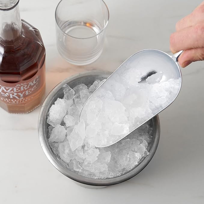 True Ice Scoop, Aluminum Ice Scoop for Cocktails, Bar Tools, Kitchen Tools, Serving Tools, 6 Ounce Metal Scoop, Set of 1