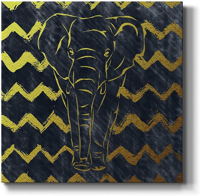 Colorful Animals Painting Wall Art on Canvas Modern Abstract Artwork, Brushed Elephant Wall Art, Ready to Hang, 40'' x 40''