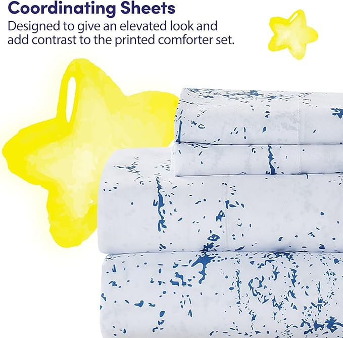 Kids Bedding Set Bed in a Bag for Boys and Girls Toddlers Printed Sheet Set and Comforter , Twin, Dinosaur
