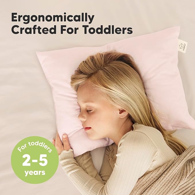 2-Pack Toddler Pillow - Soft Organic Cotton Toddler Pillows for Sleeping - 13X18 Small Pillow for Kids - Kids Pillows for Sleeping - Kids Pillow for Travel, School, Nap, Age 2 to 5 (Mist Pink)