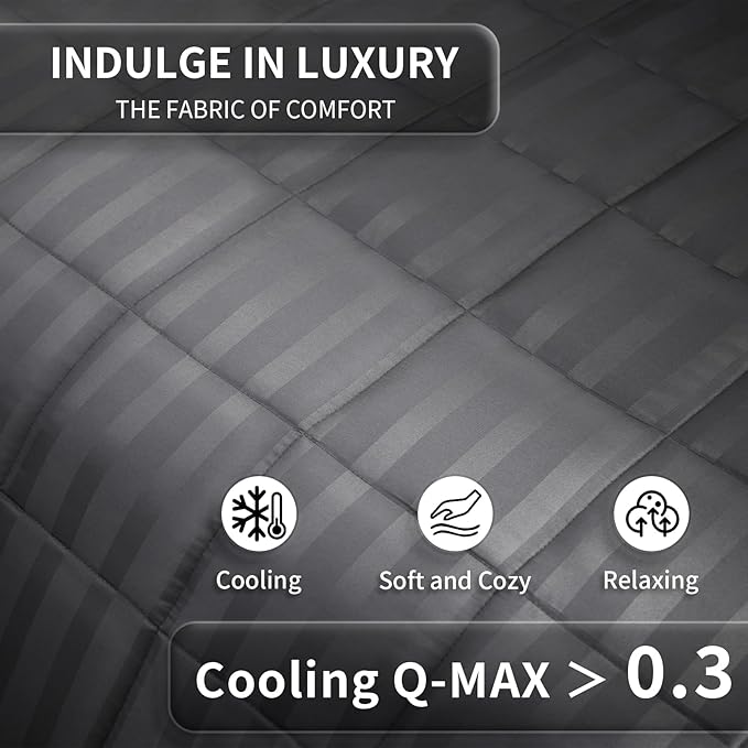 Weighted Blanket for Adult,25lbs Heavy Weighted Blanket 60"x80" Breathable Cooling Summer Blankets, Ultra Soft Cotton Comfort Throw Blanket with Glass Beads for All-Season (Dark Grey)