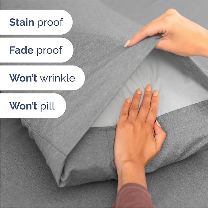 CGK Linens Queen 6 Piece Sheet Set - Cooling Sheets for Hot Sleepers - Hotel Luxury Bedding Set with 8-16 Inch Deep Pockets - 1 Flat & 1 Fitted & 4 Pillowcases - Soft & Wrinkle Free - Heathered Grey