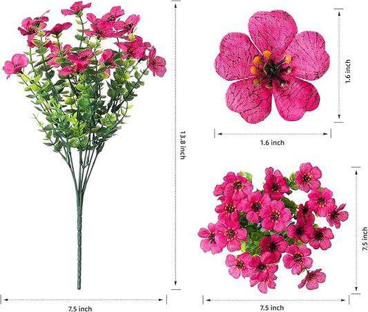 Artificial Flowers for Outdoor Indoor Garden Home Decoration, Faux Flower Daisy with Eucalyptus Leaves Fake Plants Greenery Boxwood Porch Patio, 12 Bundles (6 Multicolor)