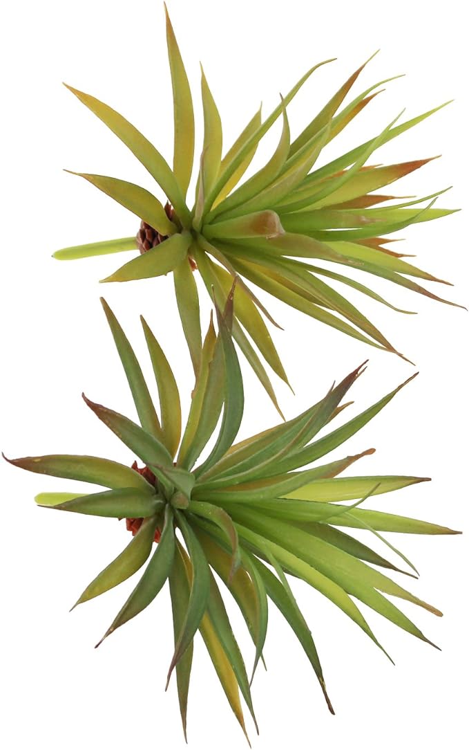 LJY 2 Pieces Realistic Artificial Faux Succulent Yucca Vera Greenhouse Small Plants Unpotted for Home Garden Decoration (Autumn Green)