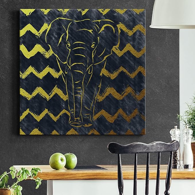 Colorful Animals Painting Wall Art on Canvas Modern Abstract Artwork, Brushed Elephant Wall Art, Ready to Hang, 40'' x 40''