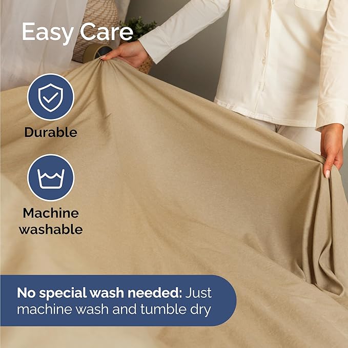 CGK Linens Twin 4 Piece Sheet Set - Cooling Sheets for Hot Sleepers - Hotel Luxury Bedding Set with 8-16 Inch Deep Pockets - 1 Flat & 1 Fitted & 2 Pillowcases - Soft and Wrinkle Free - Heathered Tan