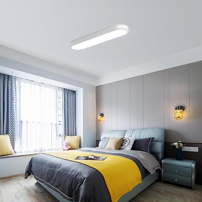 Becailyer Modern LED Ceiling Lights, 23.6" Dimmable Flush Mount Ceiling Lamp with Remote Control, Metal Hollow Ceiling Chandelier Lighting Fixture for Hallway Aisle Office Dining Room Closet, White