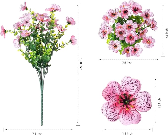 Artificial Fake Plants Flowers for Outdoor Outside Summer Decoration, 12 Bundles Faux Silk Pink Daisy UV Sun Resistant Realistic for Porch Patio Home Window Box Yard Garden Planter