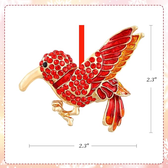 PETCEE Metal Bird Christmas Ornaments - Red Hummingbird Christmas Ornaments Christmas Tree Decoration Hummingbird Keepsake Gifts for Women Friend Mother Wife Co Worker Daughter