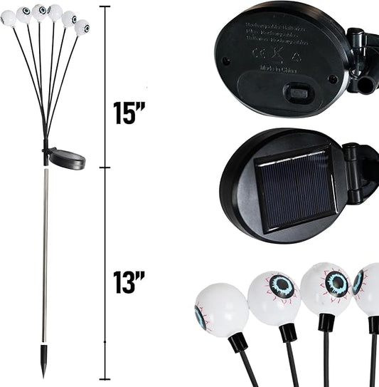 Dazzle Bright Halloween Decorations Outdoor, 6 Pack 36LED Solar Eyeball Pathway Lights, Scary Waterproof Solar Green Firefly Lights for Garden Lawn Yard Decor