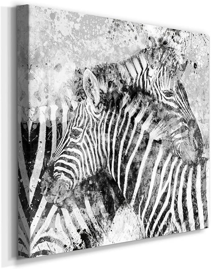 Canvas Prints Wall Art Animals Painting for Wall Décor, Zebra Pair Wall Art, Ready to Hang, 32'' x 32''