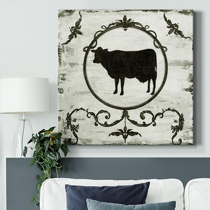 Colorful Animals Painting Wall Art on Canvas Modern Abstract Artwork, Berkshire Cow Wall Art, Ready to Hang, 40'' x 40''