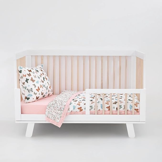 Little Unicorn Toddler Bedding 3-Piece Set | Super Soft & Breathable Muslin Fabric | for Convertible Cribs & Toddler Beds (Butterflies)