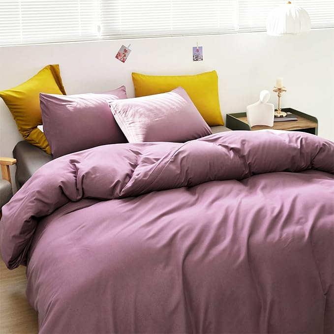 Purple Comforter Set King Women Dusty Purple Bedding Set Pale Mauve Blanket Quilts Dark Lilac Soft Breathable 3 Piece Comforter Set for King Bed Women Girls