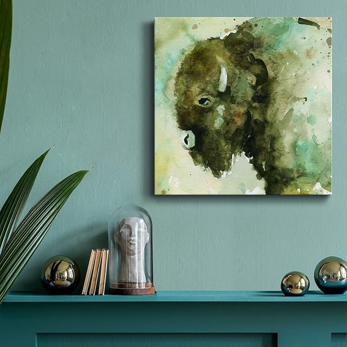 Cute Animals Artwork Abstract Colorful Painting Wall Art on Canvas, On Guard Wall Art, Ready to Hang, 10'' x 10''