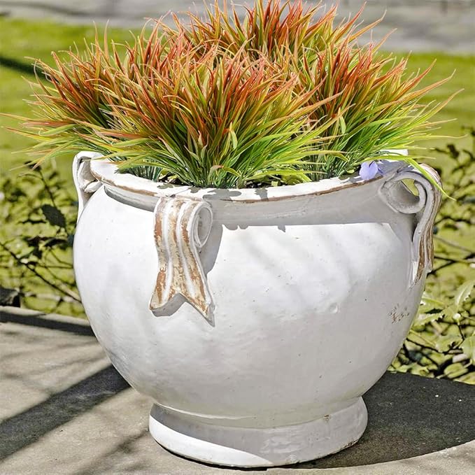 SzJias Outdoor Artificial Plants Fake Grass UV Resistant Greenery Plant Plastic Plants for Home Garden Decorating (12 Pcs)