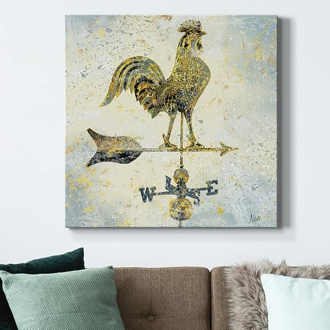 Abstract Wall Art Animals Poster for Bedroom and Living Room,Americana Rooster Wall Art, Ready to Hang, 24'' x 24''