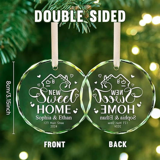 New Home Ornament 2025 House Warming Gifts, Personalized Christmas Ornaments, Custom First Christmas in My New Home, Customized Christmas Crystal Ornament